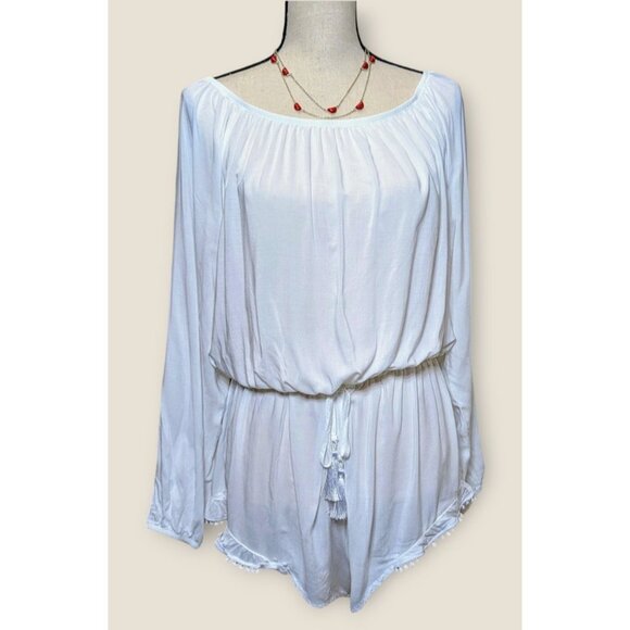 Victoria Secret Womens Size L Romper One Piece White Pull On Beachy Resort Wear - Picture 1 of 12